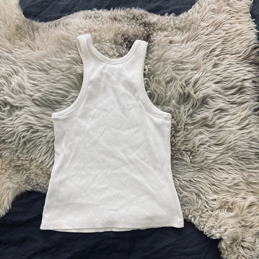 White Ribbed Racerback Tank Top